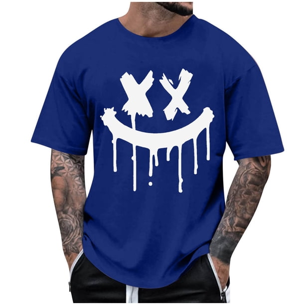 Camisetas de Cuello de la Tripulación de los Hombres de Poliéster Impreso en Seco Rápido, Cuello Redondo de Corte 3D para Gimnasio, Carrera, Ciclismo Y Ocasional