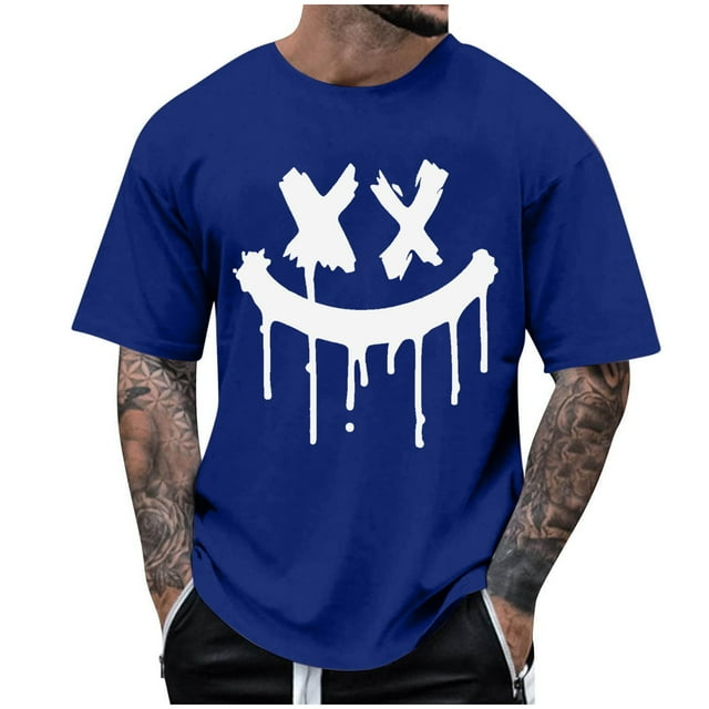 T-Shirts à Col Rond pour Hommes Séchage Rapide Imprimé Polyester, Coupe 3D Col Rond Haut Athlétique pour Gym, Course, Cyclisme & Décontracté