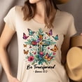 thumbnail image 4 of Christian Be Transformed Romans 12:2 Cross and Butterfly T-Shirt, Navy, Size 3XL, 4 of 6