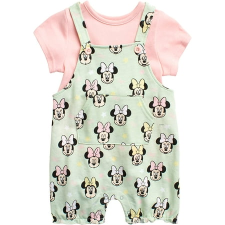 Disney Girls' Minnie Mouse 2 Piece Shortall Set (Baby Girls)