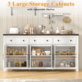 thumbnail image 3 of Lafnest 71" Farmhouse Sideboard with 6 Barn Doors & 3 Drawers,Buffet Cabinet for Kitchen & Dining Room,White, 3 of 8