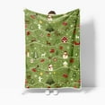 thumbnail image 3 of Green Christmas Blanket, Winter Snowflake Deer Christmas Tree Snowman Printed Flannel Blankets, Xmas Soft Warm Cozy Happy New Year Holiday Blanket for Couch Sofa Bed Home Decor, 60X80IN, 3 of 4