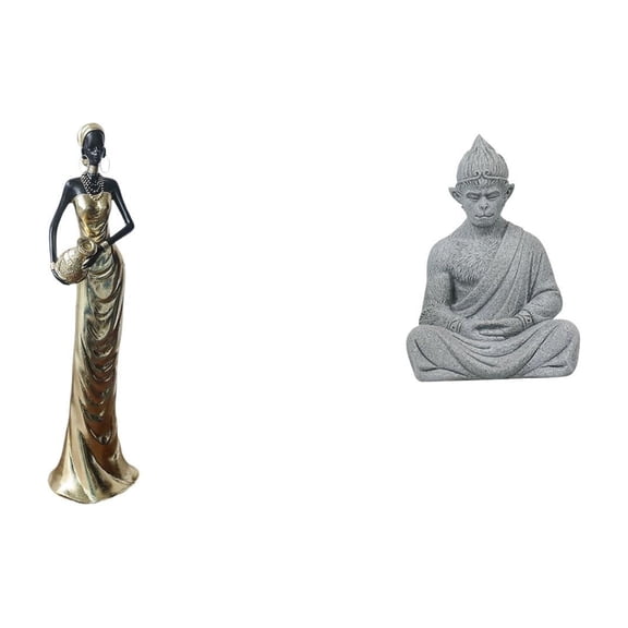African Figurine Monkey Statue Buddha Sculpture Resin Material for Living Room Office Meditation Space