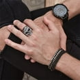 thumbnail image 3 of Vintage Stainless Steel Skull Rings for Men Silver Gothic Punk Biker Cool Bands Size 8-12, 3 of 3