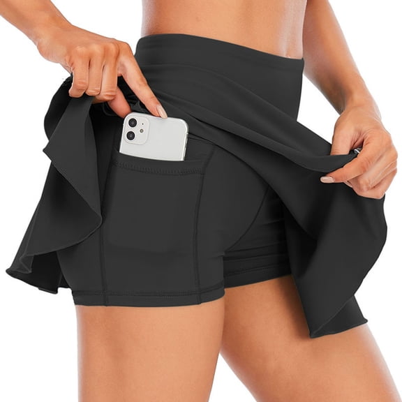 Huhudde Pleated Tennis Skirt for Women with Pockets Inner Shorts Casual High Waist Lightweight Athletic Golfs Skorts Skirts