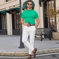 thumbnail image 5 of Men's Mock Turtleneck Shirts Short Sleeve Lightweight Soft Basic T-Shirts Solid Pullover Undershirt Tops （Mint Green,L）, 5 of 7