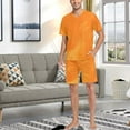 thumbnail image 7 of joogoo Men's Pajama Set Orange Oil Pattern V-Neck Pj Shorts Set 2 Piece Loungewear Sleepwear XXL, 7 of 7