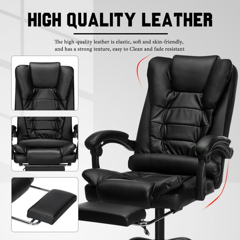 Ergonomic Massage Office Chair with 2-Point Vibration, Faux Leather High  Back Executive Office Chair with Comfort Lumbar Support Upholstered Linkage  Armrest, 135 Degree Reclining Swivel Desk Chair 