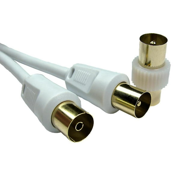 RARAION - TV Aerial Coaxial Lead, Male to Female, White, 5m