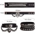 thumbnail image 2 of Punk Leather Skull Bone Rivet Hand Ring Chain Harness Bracelet Gothic Costume, 2 of 5