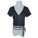 thumbnail image 1 of Camiseta corta con cuello en V y cordón fruncido en la parte delantera para mujer Zhivalor BST3007483-4, 1 of 6