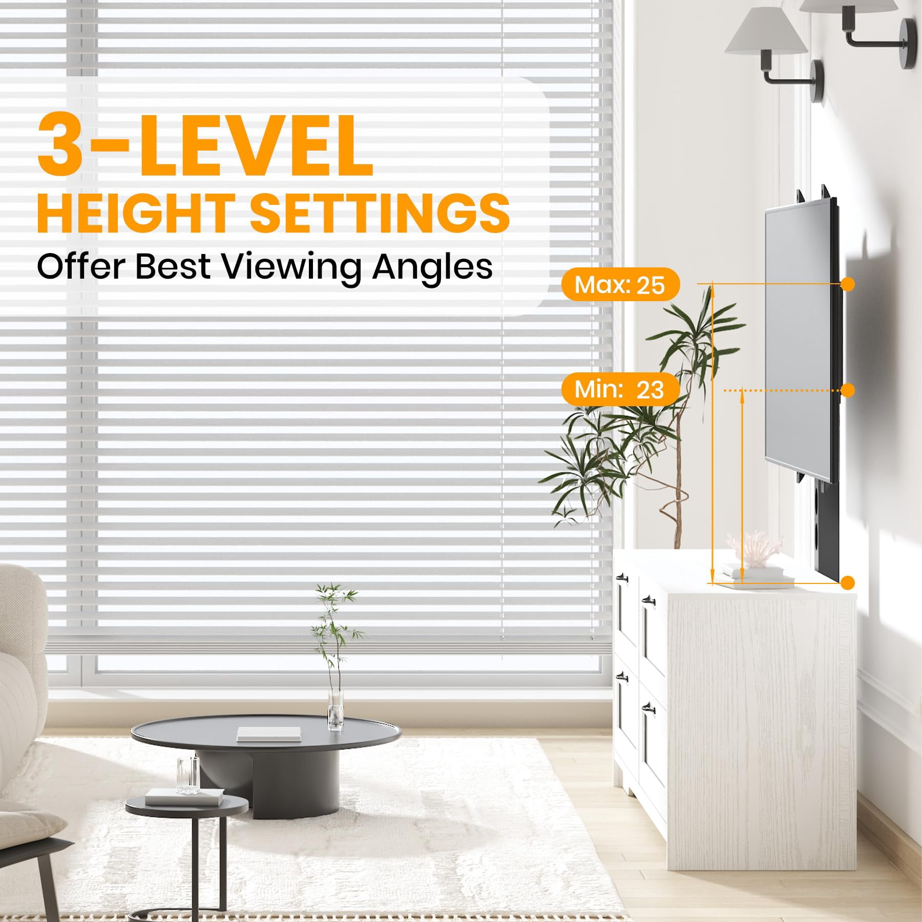 TV Stand with Mount & 4 Drawers, Wooden Entertainment Center for TVs Up to 80 Inch, Adjustable Media Console Table for Living Room Bedroom, White