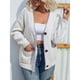 thumbnail image 4 of Cárdigan de Punto con Botones y Cuello en V de Larga para Mujer, Ideal para Otoño e Invierno Crema XL, 4 of 9
