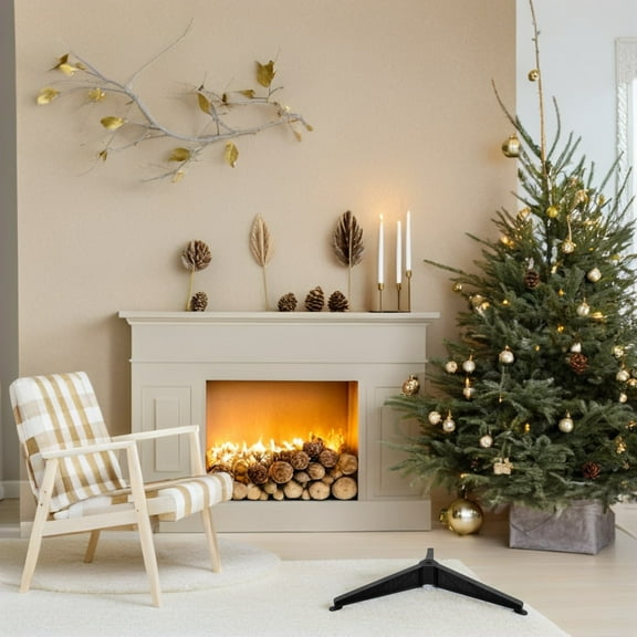 HOOWIFFY Compact Black Christmas Tree Stand for Easy Storage and Festive Holiday Decoration