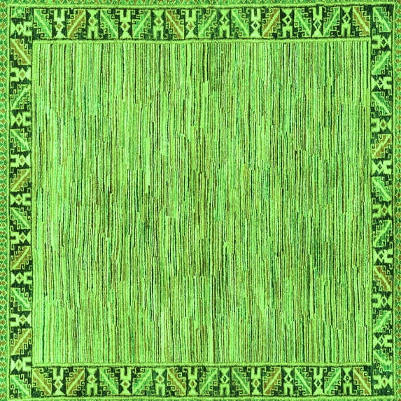 Ahgly Company Indoor Square Abstract Green Modern Area Rugs, 5' Square