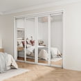 thumbnail image 2 of 96" x 80" 1 Lite Mirrored Glass Double Sliding Closet Door with Hardware Kit, 2 of 8