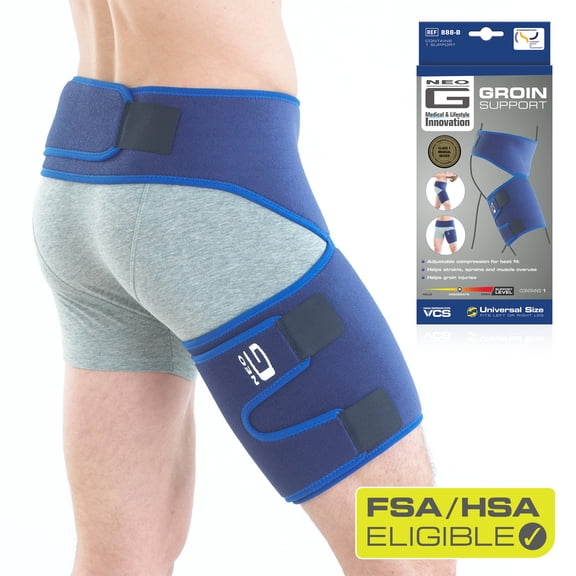 Neo G Groin Brace Support for Thigh Hamstring Injury Strains Arthritis Pain Relief – Adjustable Compression for Men Women - One size