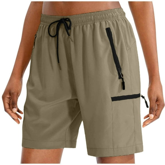 fatyb Womens Hiking Cargo Shorts with Zipper Pockets Casual Lightweight Athletic Outdoor Shorts for Women