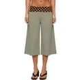 thumbnail image 2 of Cropped Pants Womens Casual Wide Leg Low Rise Fold Over Stretch Gaucho Pants for Summer Beach Holiday Streetwear Green 2XL, 2 of 8