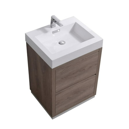 Kubebath Bliss 24" Butternut Free Standing Modern Bathroom Vanity