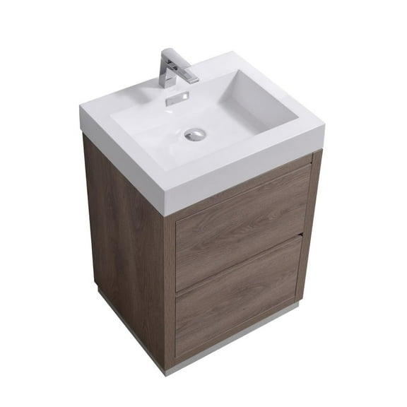 Kubebath Bliss 24" Butternut Free Standing Modern Bathroom Vanity