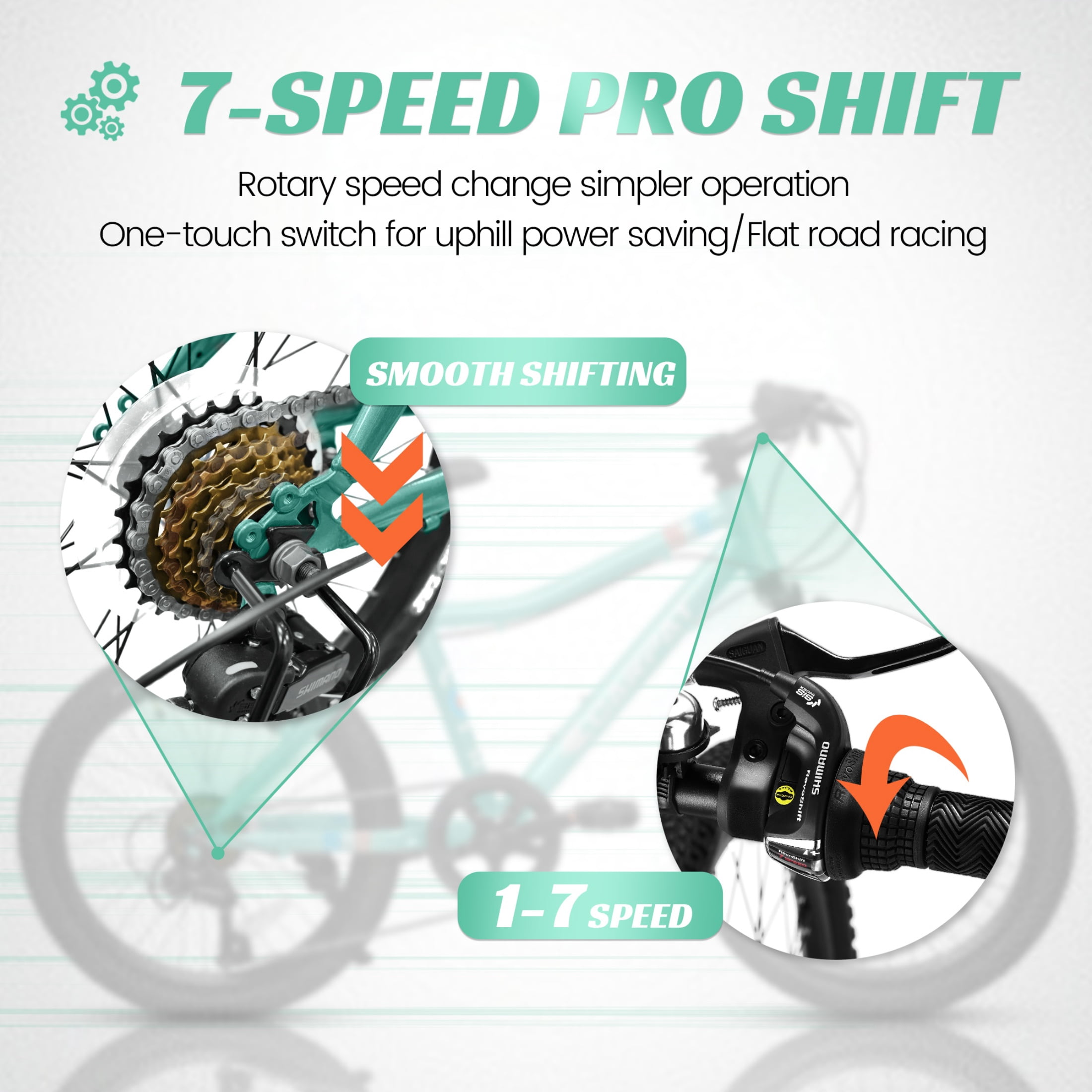 Xlluproid 20" Mountain Bike,7 Speed Teenager Children Kids' Bicycles,Front Suspension Disc Brake Rear V-Brake,High Steel Frame for Outdoor Adventure,Green