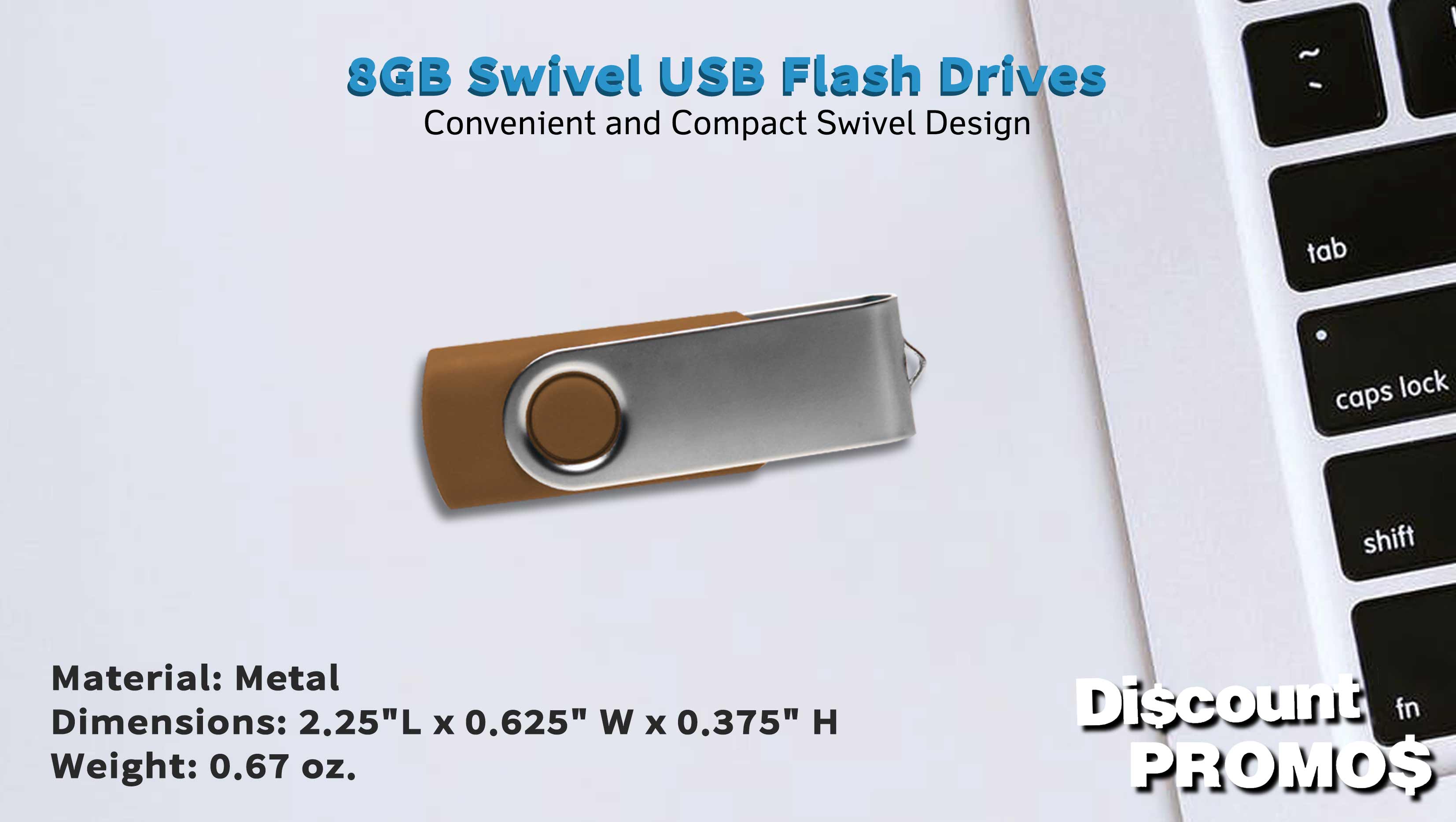 6 Swivel USB Flash Drives Pack, 8GB - Pocket size, Long Data Retention - Brown