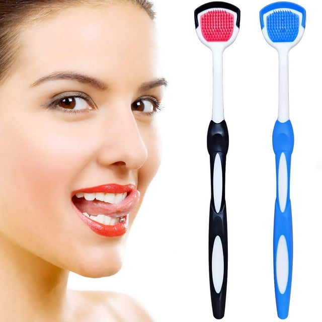 Paquete de 2 cepillos para lengua, raspador de lengua, limpiador de lengua que ayuda a combatir el mal aliento, 2 raspadores de lengua Xemadio HMHZ398-1
