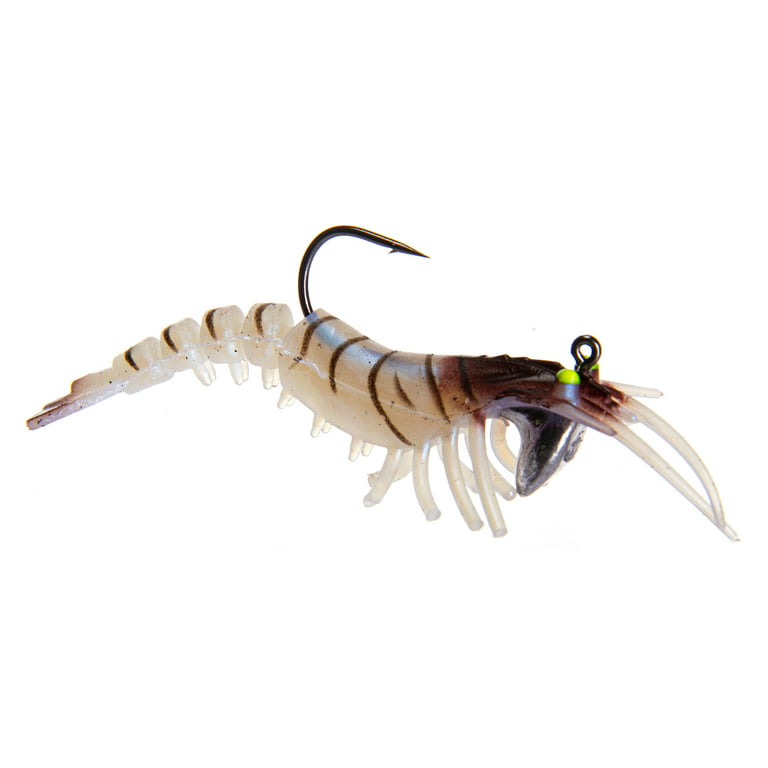 Ozark Trails Soft Plastic Saltwater Shrimp Bait Fishing Lures, 2-pack. In  fish attracting colors. Natural Color 
