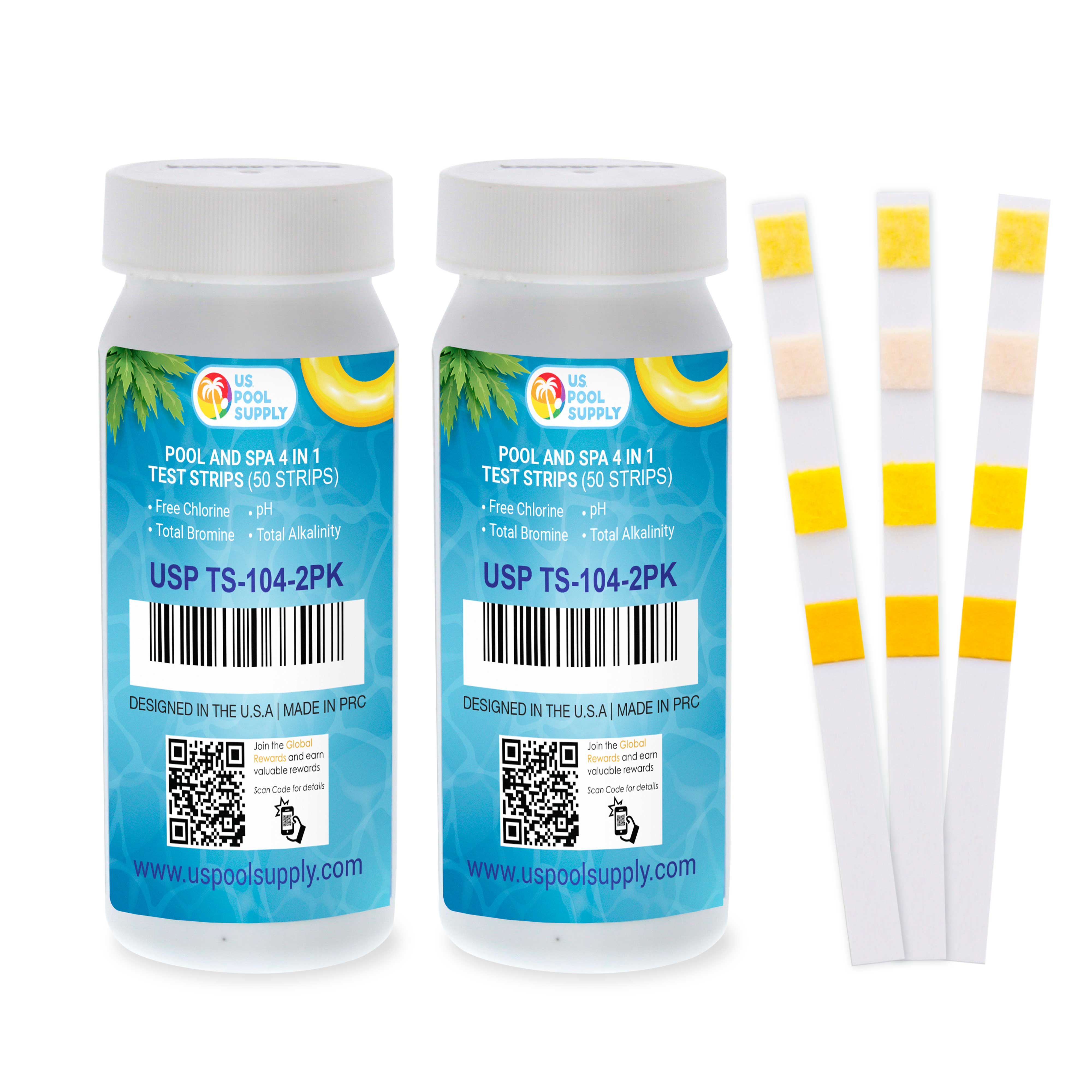 U.S. Pool Supply 4Way Swimming Pool & Spa Water Test Kit Strips, 100