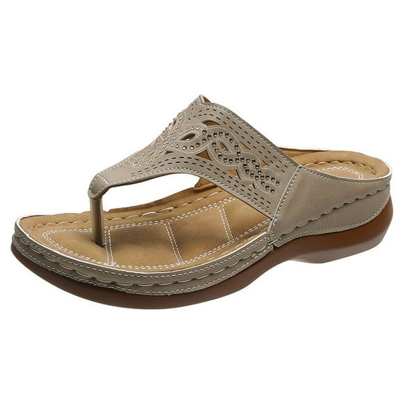 EINCcm Sandales pour Femmes, Sandales de Plage pour Femmes, Sandales de Plage d'Été pour Dames à Talon Compensé Pantoufles Sandales Décontractées Sandales de Plage Chaussures pour Femmes, Gris Foncé, 36