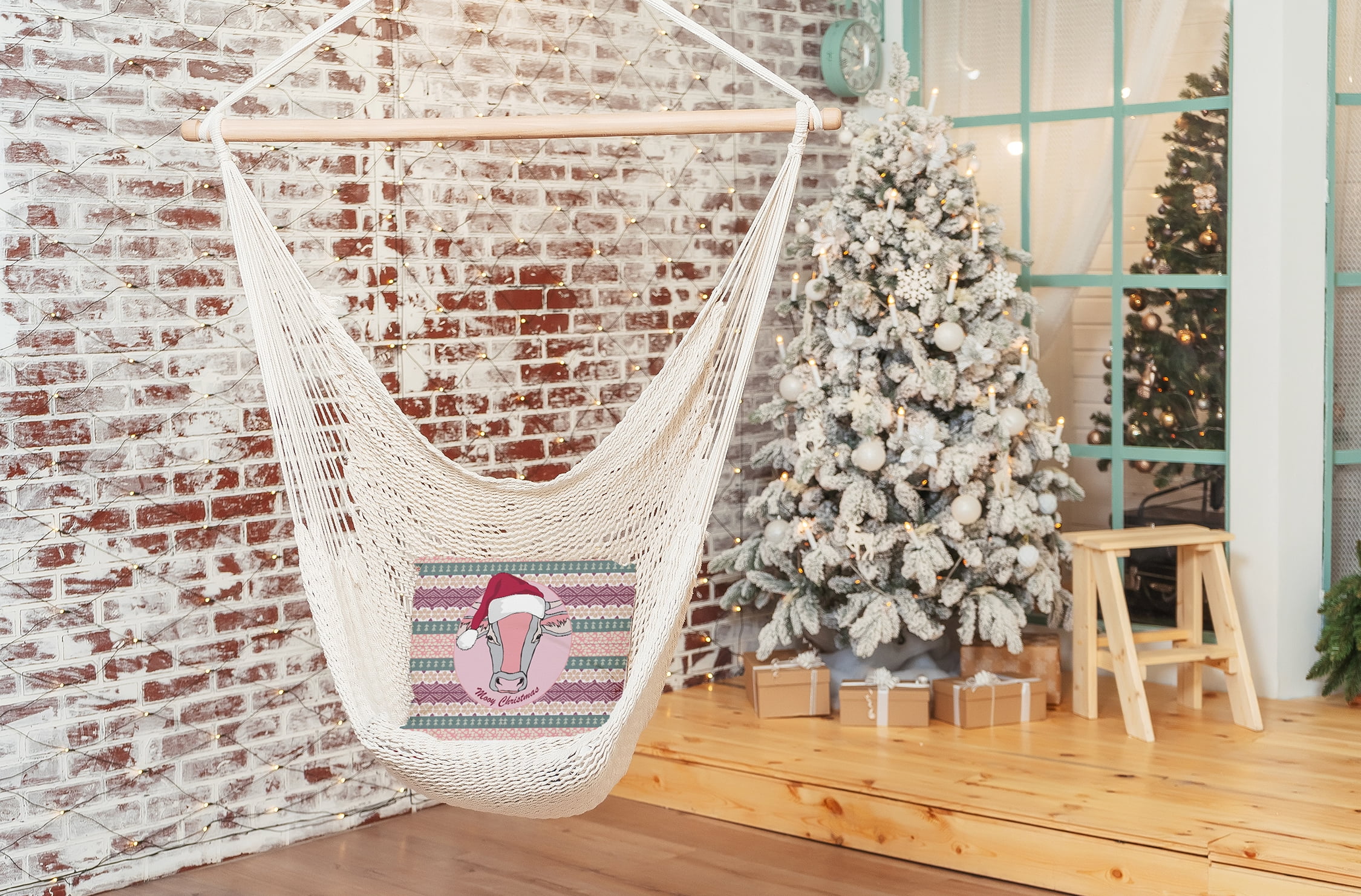 20" x 20" Simply Daisy Mooy Christmas Polyester Indoor/Outdoor Pillow, Light Pink Qty 1