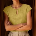 thumbnail image 5 of Women's Summer Solid Color Cotton Linen Casual V Neck Tank Tops Cap Sleeve Loose Fit Blouses Tunic Shirts Yellow, 5 of 8