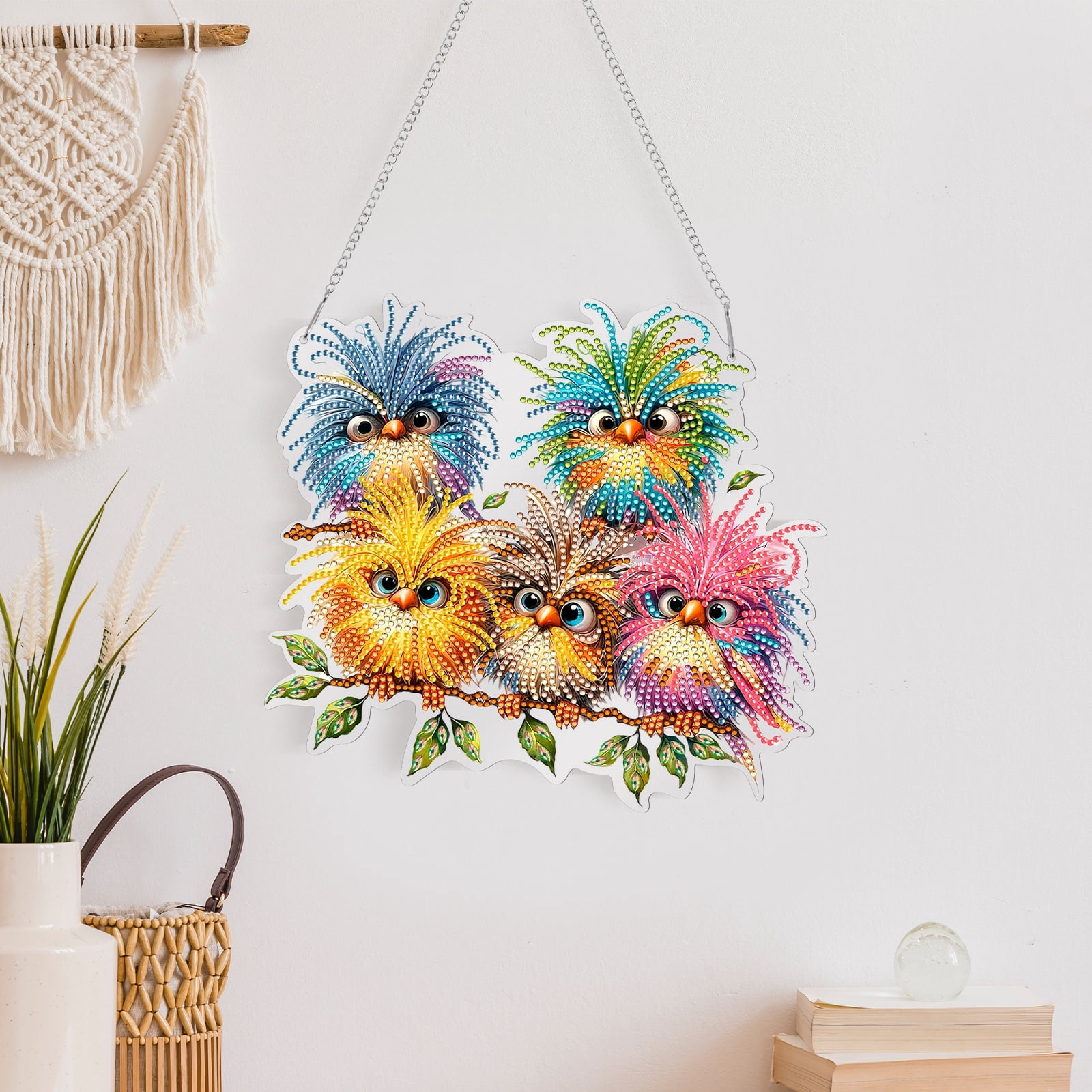FYJUCPA Diamond Art Hanging Kit Bird DIY Diamond Art Painting Double Sided Diamond Art Craft Kit Painting Diamond Art Ornament for Living Room Bedroom