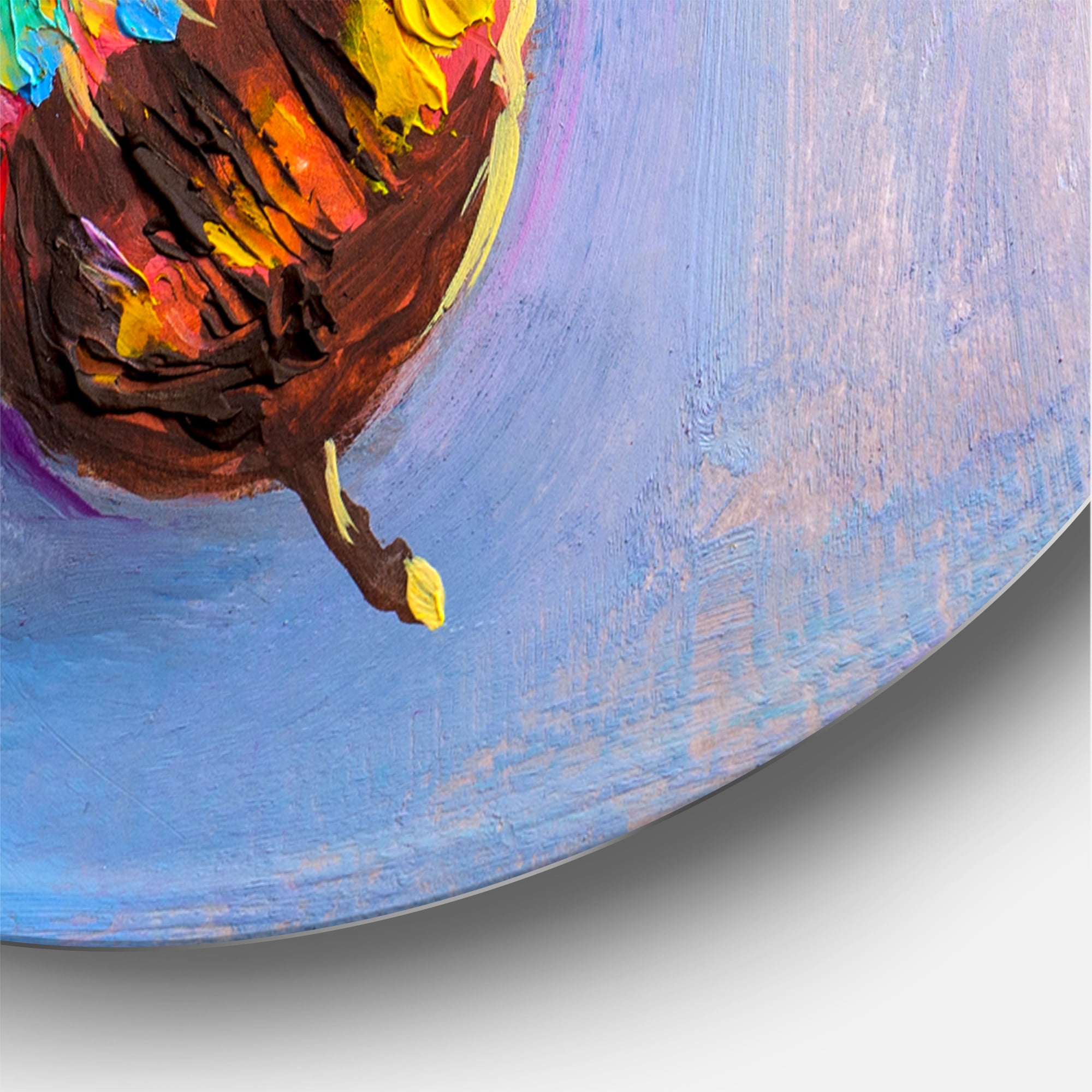 Designart 'Beautiful Butterfly In Orange and Turquoise' Modern Circle Metal Wall Art 36x36 - Disc of 36