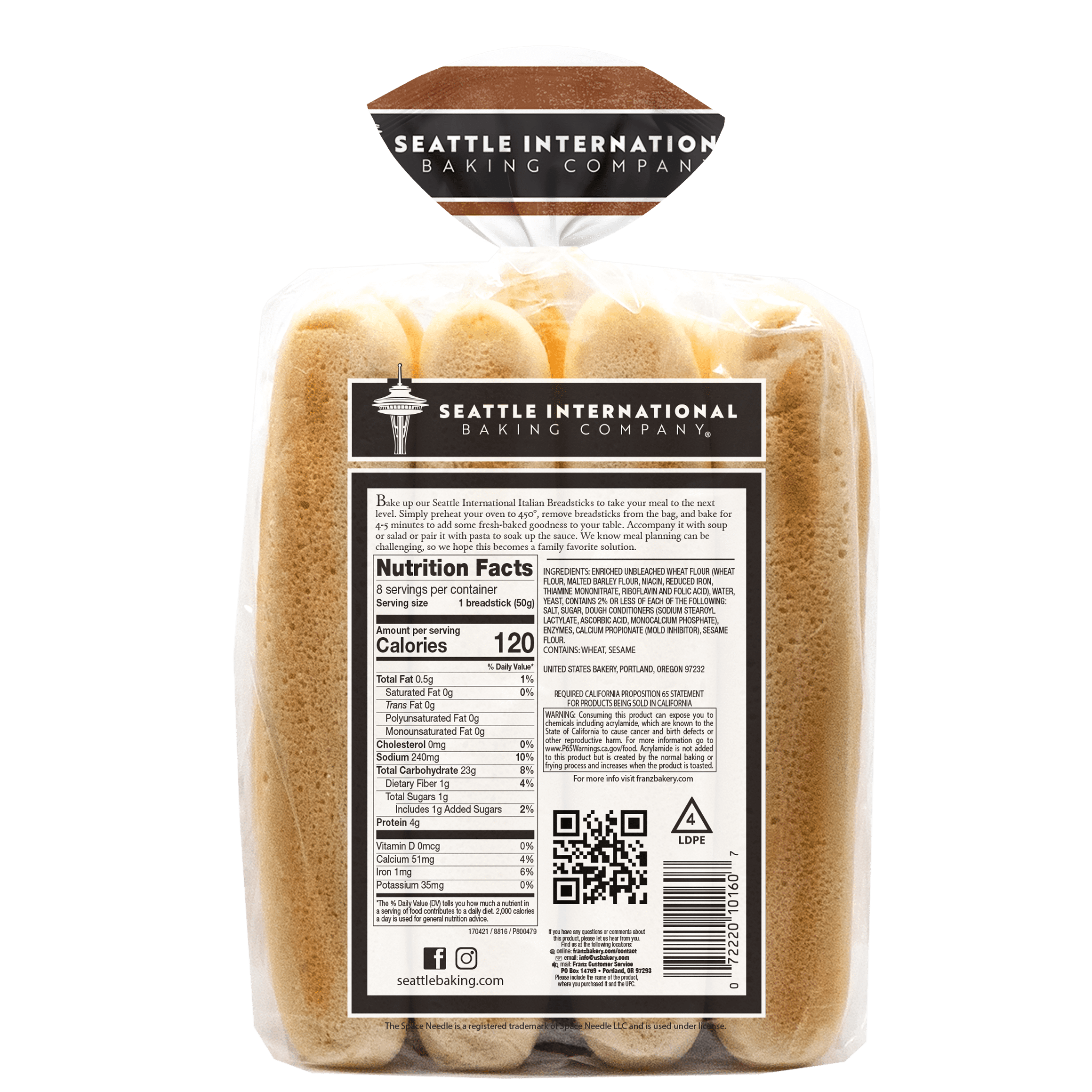 Seattle International Soft Bread Sticks, 14 oz, 8 Count