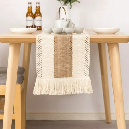 

HNGPNGH Transform your dining experience with this exquisite and premium farmhouse-style table runner. Effortlessly elevate your dining decor with the stunning warm sophisticated and l