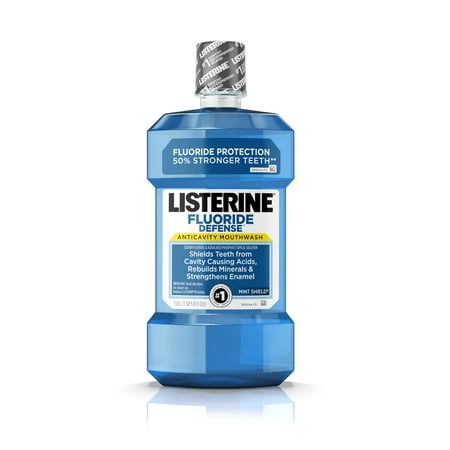 (2 pack) Listerine Fluoride Defense Anticavity Strengthening Mouthwash, 1 (Best Fluoride Mouthwash Uk)