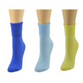 thumbnail image 2 of Sierra Socks Women's 3 Pair 100% Cotton Ankle Turn Cuff Seamless Toe Socks (Assorted 2 (Aqua Blue/Yellow/Marine Blue), Sock Size: 12; Fits Shoe Size: 11-12), 2 of 9