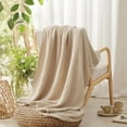 thumbnail image 3 of Breathable Blanket,1pc Reusable Throws Cotton Muslin Blanket for Bedroom,51.2x59In Durable Beige Quilt Bedspread Cloth for Home,Bedroom, 3 of 7