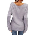 thumbnail image 4 of Women Autumn Winter Colorblock Pullover Sweaters Round Neck Striped Slim Fitting Knitwear Tops, 4 of 9