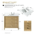 thumbnail image 7 of Vanity Art 36" Bathroom Vanity with Sink and Engineered Marble Top, Freestanding Storage Cabinet with 3 Drawers, 7 of 7
