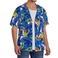 thumbnail image 2 of Pofeuu Sharks Skateboarding With Palm Print Mens Casual Short Sleeve Shirts Beach Summer Spread Collar Pocket Tops Men's Casual Short-sleeved Shirt-X-Large, 2 of 5