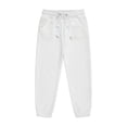 thumbnail image 5 of HAOTAGS Fleece-Lined Sweatpants for Boys & Girls Elastic Waist with Functional Side Pockets, Warm & Stretchy Joggers White Size 9, 5 of 7