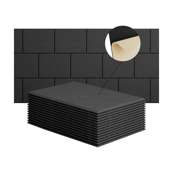 15 Pack 12x8x4 inch Acoustic Wall Panels, Self-Adhesive black