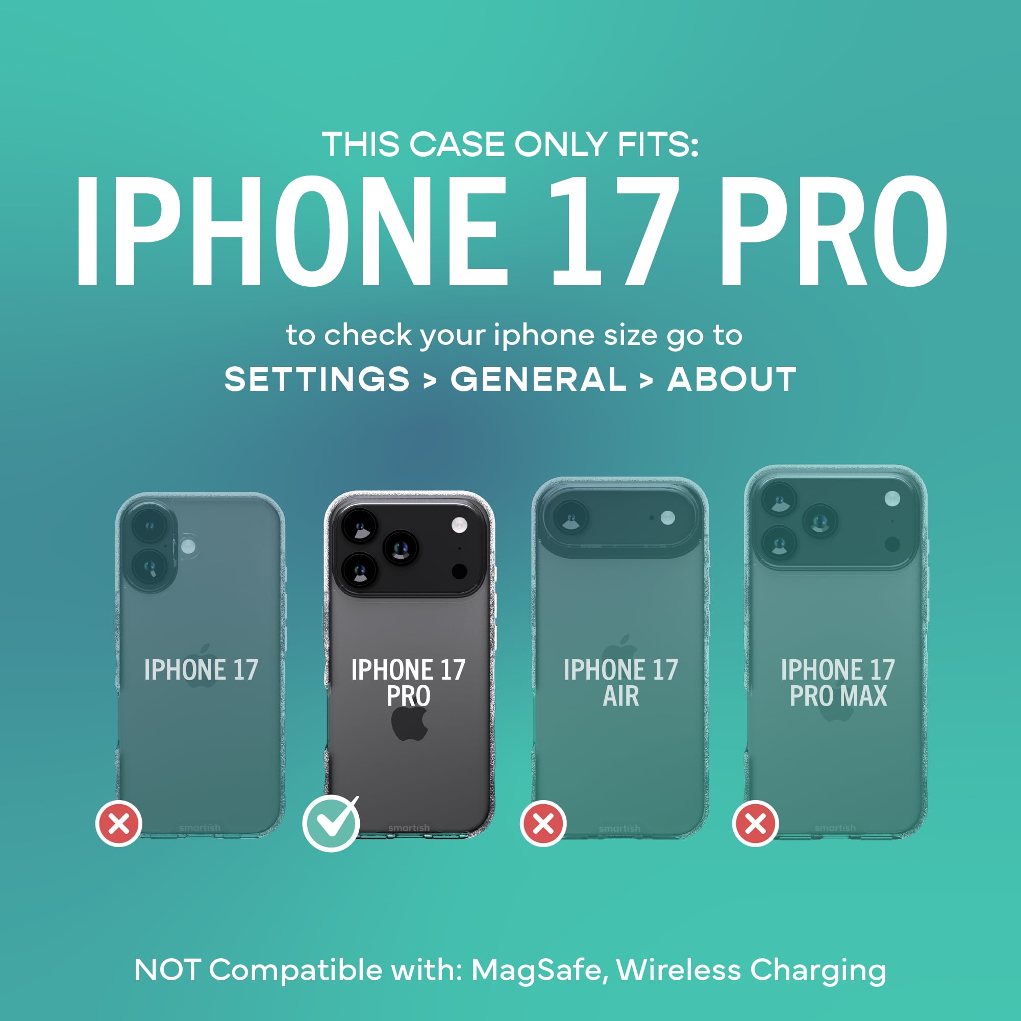 Smartish® iPhone 17 Pro Clear Case - Gripmunk [Lightweight + Protective] Anti-Yellowing Slim Case - Drop Tested Ultra Thin Grip Cover for Apple iPhone 17 Pro - Clearly Clear