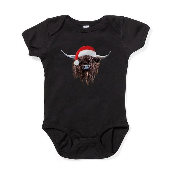 CafePress - Highland Cow Santa Hat Xmas Body Suit - Cute Infant Bodysuit Baby Romper - Size Newborn - 24 Months