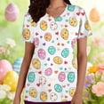 thumbnail image 2 of ZVAVZ Women Easter Scrub Tops Short Sleeve V Neck Nurse Working Uniform Soft Stretch Egg Printed Medical Care Shirts Multicolor,S, 2 of 7