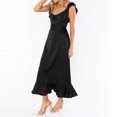 thumbnail image 3 of Women's Elegant Midi Dress Sleeveless Ruffle Scoop High Waist A Line Flowy Wedding Cocktail Party Dresses with Belt, 3 of 7