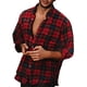 thumbnail image 1 of Camisas Hombre Manga Larga Camisa Formal de manga larga con botones y solapa a cuadros para hombre, informal, a la , a la , delgada, ligera y transpirable (Red, L), 1 of 7